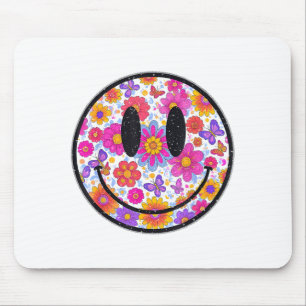 Glückliches Retro-Gänseblümchen-Lächeln-Gesicht Pr Mousepad