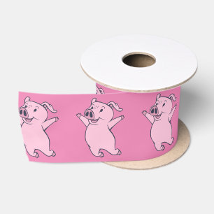 Glückliches rosa Schwein, das Thunder_Cove springt Satinband