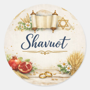 Glückliches Schavuot-Sticker, jüdischer Feiertag Runder Aufkleber