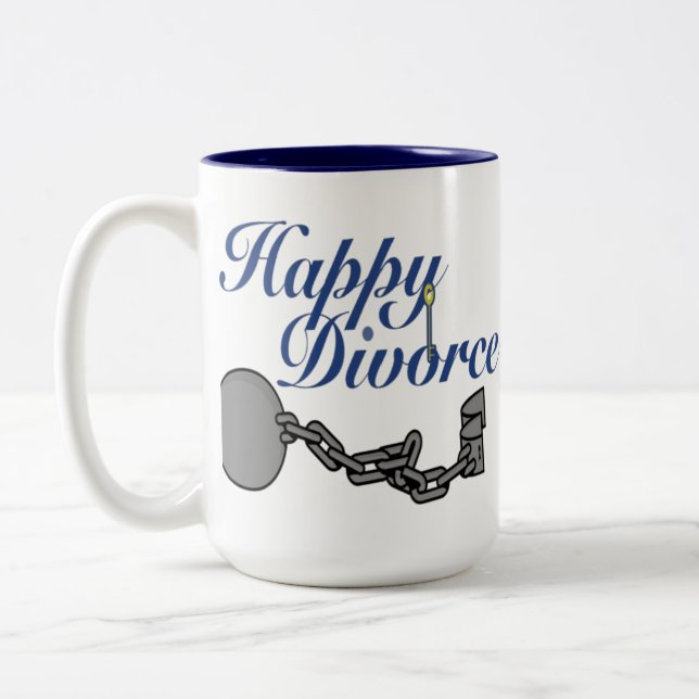 Glückliches Scheidungs-Tassen-Geschenk Zweifarbige Tasse (Links)