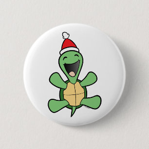 Glückliches Schildkröte-Weihnachten Button