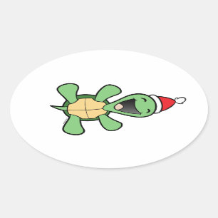 Glückliches Schildkröte-Weihnachten Ovaler Aufkleber