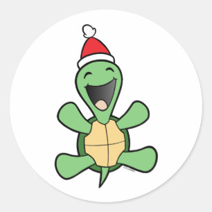 Glückliches Schildkröte-Weihnachten Runder Aufkleber