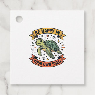 Glückliches Schildkröten-Zitat Vintage-Stich-Desig Geschenkanhänger