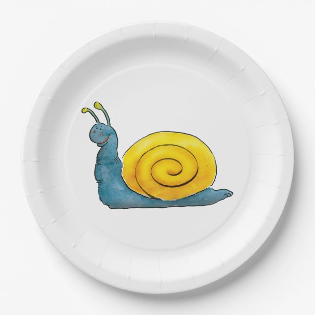 Glückliches Schnecke | entzückendes Tier Pappteller (Vorderseite)