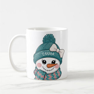 Glückliches Schneemann-Gesicht Name Weihnachts-Sch Kaffeetasse