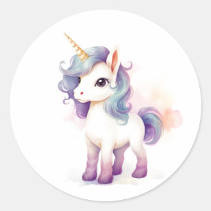 Glückliches Schönes Majestätisches Einhorn  Runder Aufkleber