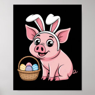 Glückliches Schwein Hasenohren Ostereier für Männe Poster