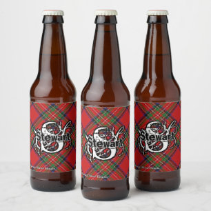 Glückliches Scotsman-Clan-Stewarttartan-Monogramm Bierflaschenetikett