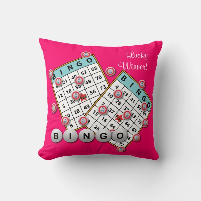 Glückliches Sieger-Bingo-Thema Kissen (Vorderseite)