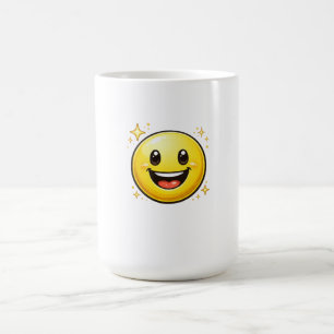 Glückliches Smiley-Gesicht mit Funkeln Kaffeetasse