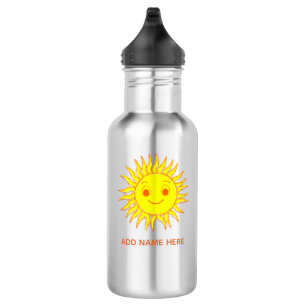 Glückliches Sonnengesicht Zeichnung Edelstahlflasche