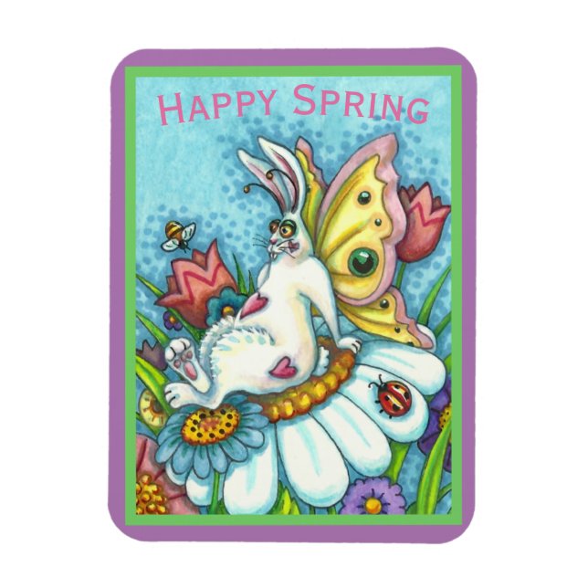 GLÜCKLICHES SPRING FLUTTERBUN RABBIT, FUNNY BUNNY  MAGNET (Vertikal)