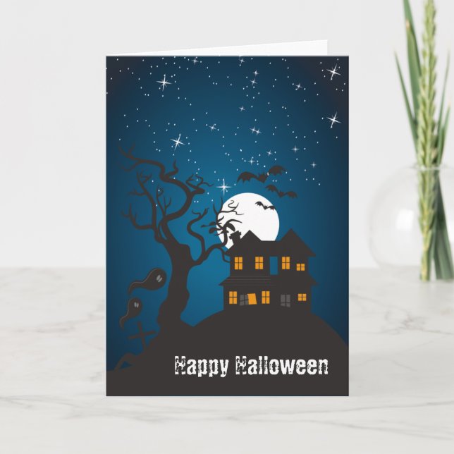 Glückliches Spuk Haus V Halloweens Karte (Vorderseite)