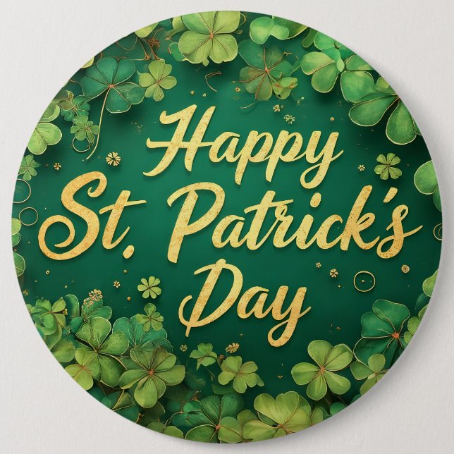 Glückliches St. Patrick’s Day Kleeblatt-Design Button (Vorderseite)