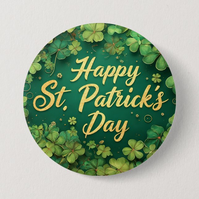 Glückliches St. Patrick’s Day Kleeblatt-Design Button (Vorderseite)