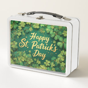 Glückliches St. Patrick’s Day Kleeblatt-Design Metall Brotdose