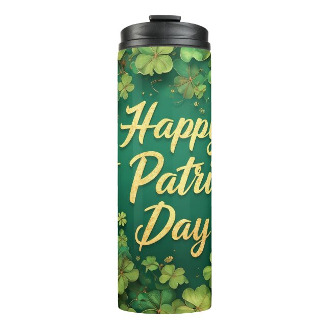 Glückliches St. Patrick’s Day Kleeblatt-Design Thermosbecher (Vorderseite)