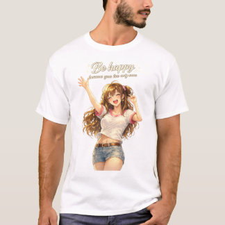 Glückliches süßes Anime-Mädchen T-Shirt