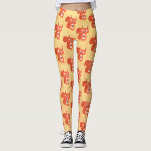 Glückliches süßes rotes Eichhörnchen in Cartoon-Il Leggings