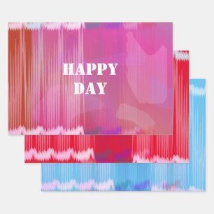 GLÜCKLICHES TAG - Set mit drei Farben Geschenkpapier Set