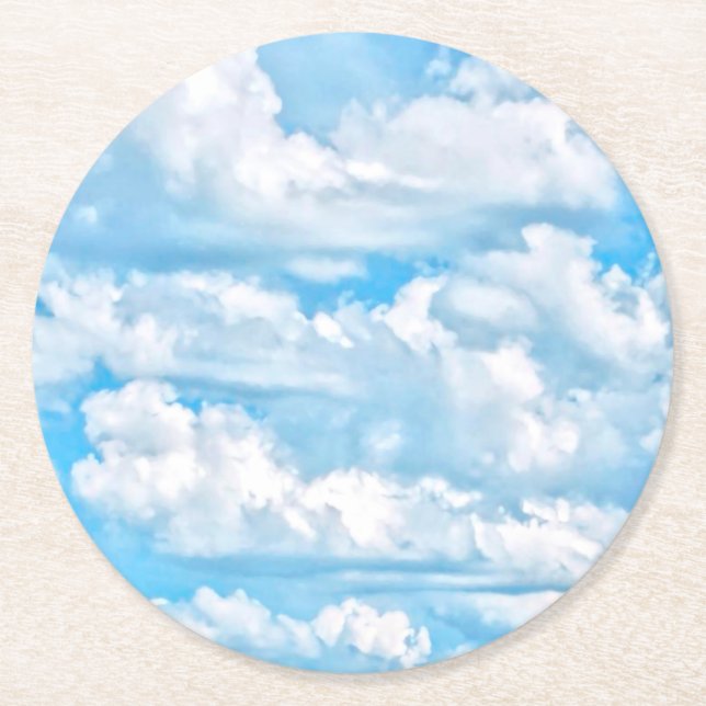 Glückliches Tanzen-sonniger Wolken-Dekor Runder Pappuntersetzer (Vorderseite)
