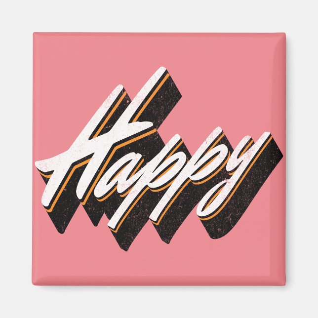 Glückliches Textdesign Magnet (Vorne)