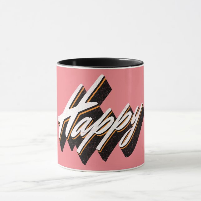 Glückliches Textdesign Tasse (Zentrum)