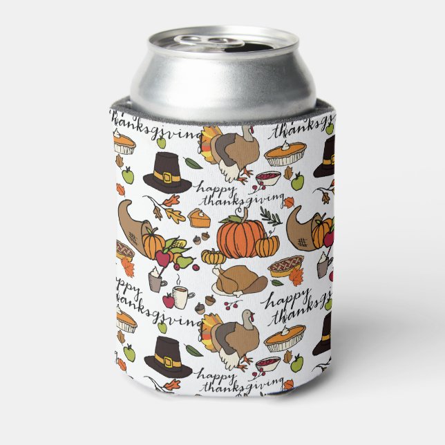 Glückliches Thanksgiving Bier/Soda Cooler Dosenkühler (Kanne Rückseite)