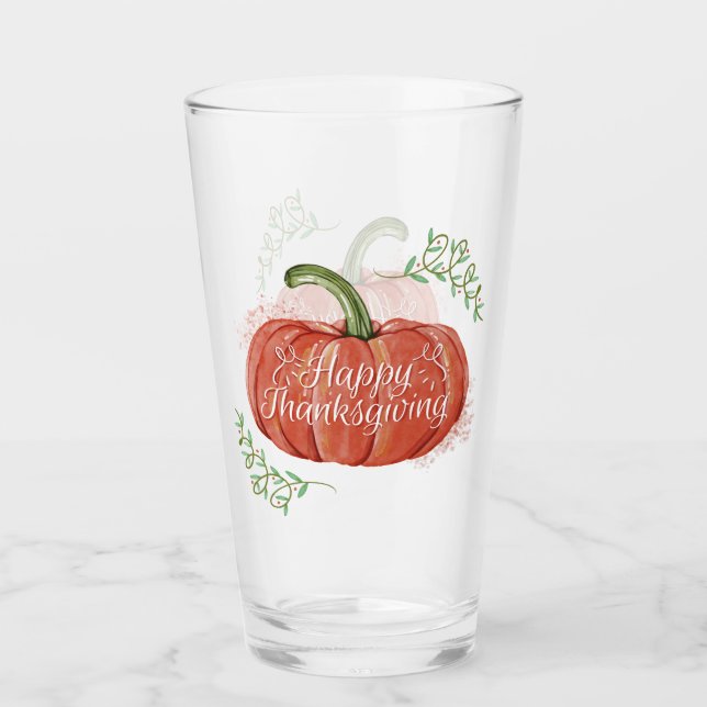 Glückliches Thanksgiving - WC Pumpkin mit Word Art Glas (Vorderseite)