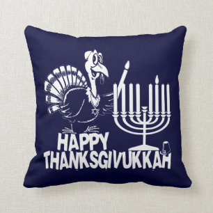 Glückliches Thanksgivukkah die Türkei und Menora Kissen