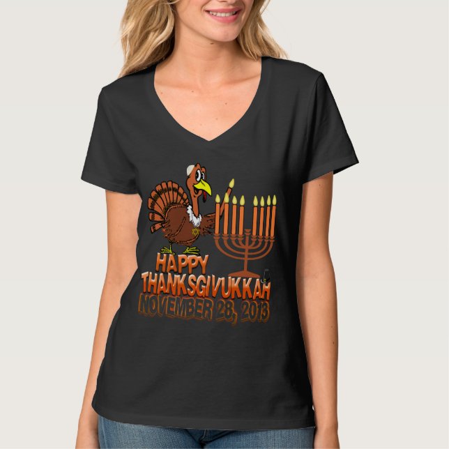 Glückliches Thanksgivukkah - Thankgiving Chanukka T-Shirt (Vorderseite)