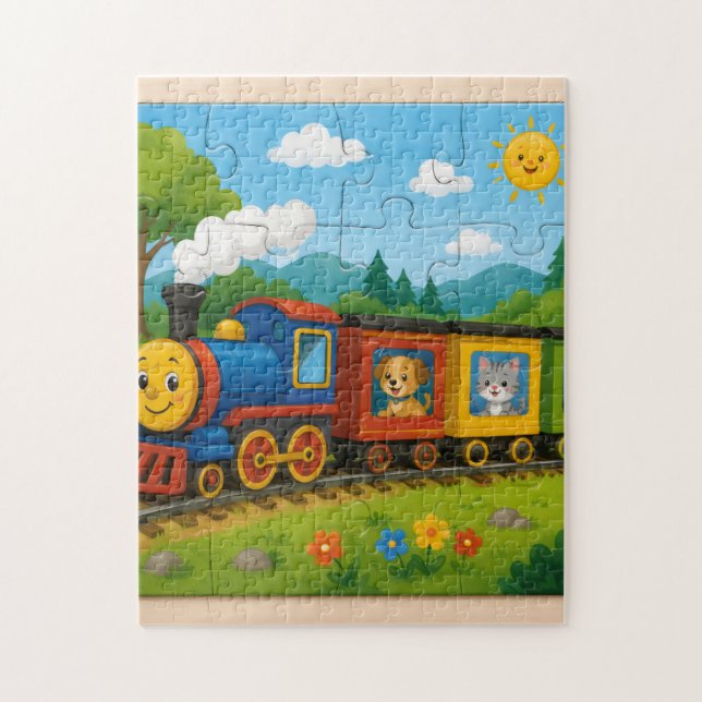 Glückliches Tierzug-Puzzle-Abenteuer (Vertikal)
