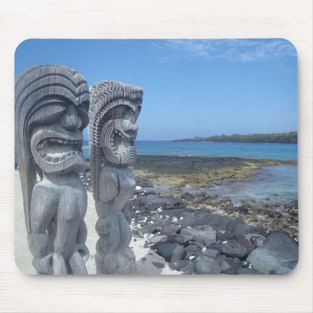 Glückliches tiki Statue Hawaiianer mousepad (Vorne)
