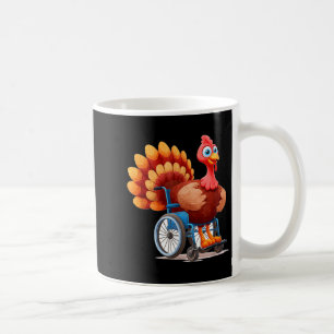 Glückliches Truthahnkostüm im Rollstuhl für Thanks Kaffeetasse