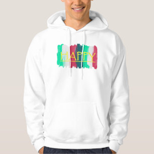 Glückliches Türkis Rosa Streifen Funky Kapuzenpull Hoodie