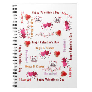 Glückliches Valentins-Paar Herzen Spiralblock Notizblock