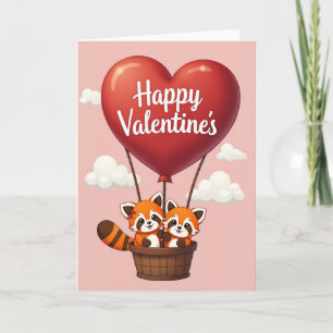 Glückliches Valentins-Rotpanda-Herz-Karte Karte