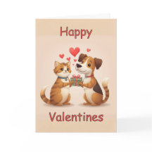 Glückliches Valentinskatze- und Hundedesign