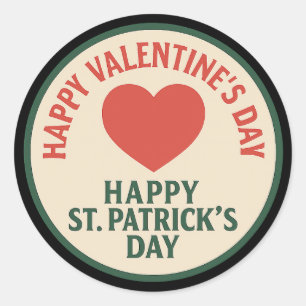 Glückliches Valentinstag + St. Patrick's Day Abzei Runder Aufkleber