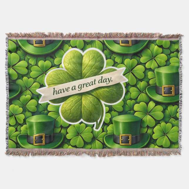 Glückliches vierblättriges Kleeblatt St. Patrick's Decke (Vorderseite)