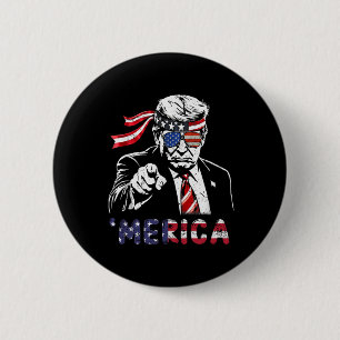 Glückliches Vintage-Trump 4. Juli Patriotisches Am Button