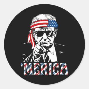 Glückliches Vintage-Trump 4. Juli Patriotisches Am Runder Aufkleber