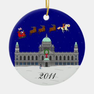 Glückliches Weihnachten (BelfastRathaus) Keramikornament