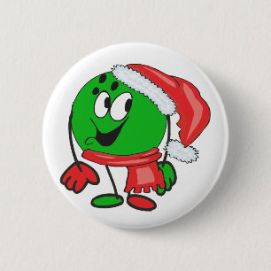 Glückliches WeihnachtsBowlingsball, der eine Button