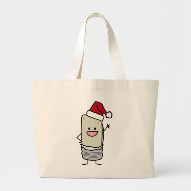 Glückliches Weihnachtsburrito-wellenartig Jumbo Stoffbeutel (Vorne)
