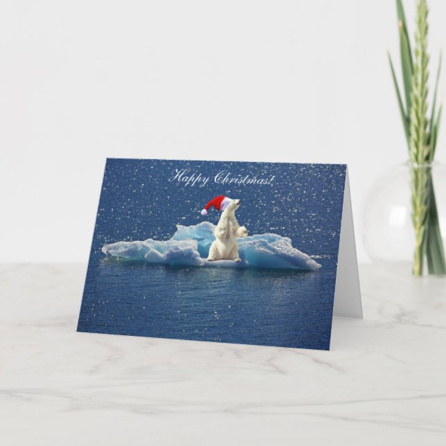 Glückliches WeihnachtsEisbäreis Weihnachtskarte Feiertagskarte (Vorderseite)
