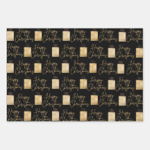 Glückliches Weihnachtsgold und schwarzes Wrapping