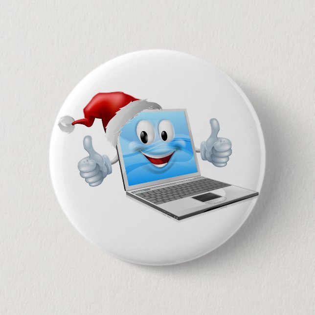 Glückliches Weihnachtslaptop Button (Vorderseite)