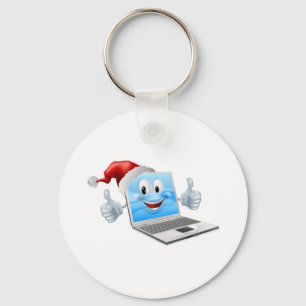 Glückliches Weihnachtslaptop Schlüsselanhänger